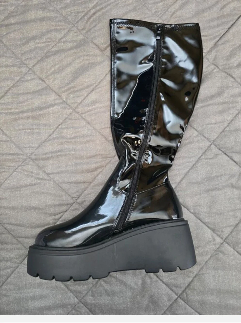 TOP Moda Black Patent Over-the-Knee Platform Boots